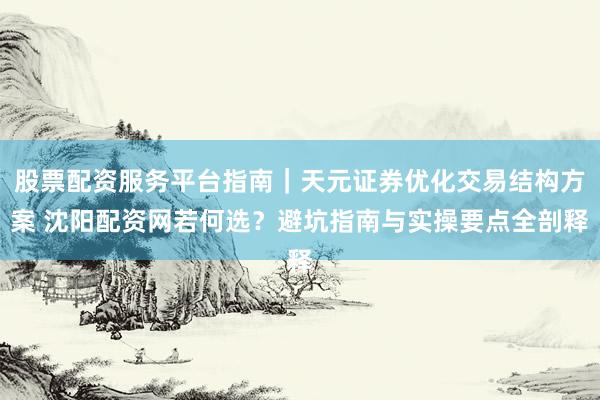 股票配资服务平台指南｜天元证券优化交易结构方案 沈阳配资网若何选？避坑指南与实操要点全剖释