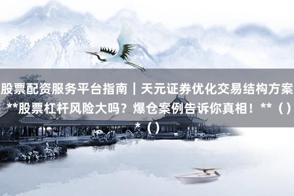 股票配资服务平台指南｜天元证券优化交易结构方案 **股票杠杆风险大吗？爆仓案例告诉你真相！**（）